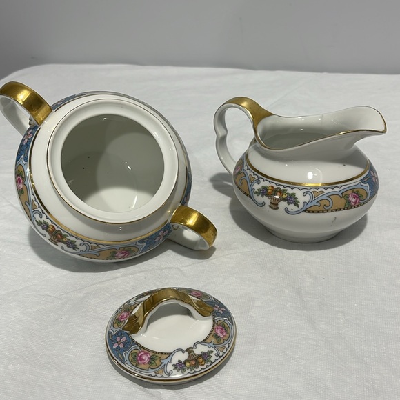 Crown Imperial Czechoslovakia Rosari fruit pattern sugar bowl creamer set of 2 - Picture 9 of 16